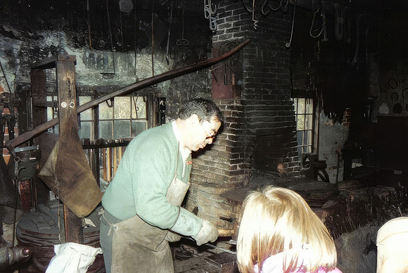 Dad Blacksmithing Shelburne Museum